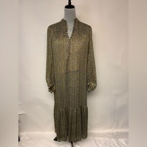 Zara Maxi Dress Brown Floral Bohemian Dark Cottagecore Romantic Modest Size L